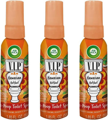Air Wick V.I.P. Pre-Poop Toilet Spray | Hawaiian Hotshot Scent | Contains Essential Oils | Travel size Air Freshener | Up to 100 uses - 1.85 Ounce (Pack of 3)