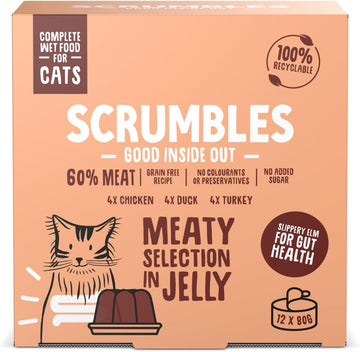 Scrumbles Natural Wet Cat Food, Meat Selection in Jelly 12x 80g
