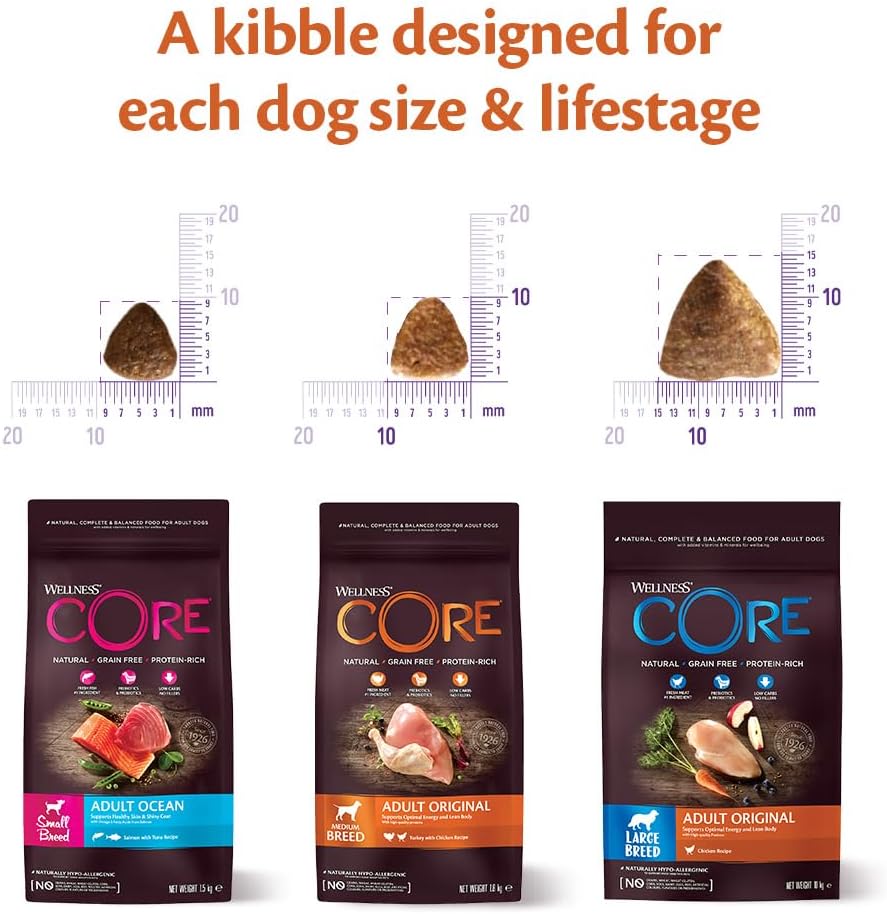Wellness CORE Small Breed Adult Original, Dry Dog Food for Small Breed, Grain Free Dog Food for Small Dogs, High Meat Content, Turkey & Chicken, 5 kg :Pet Supplies