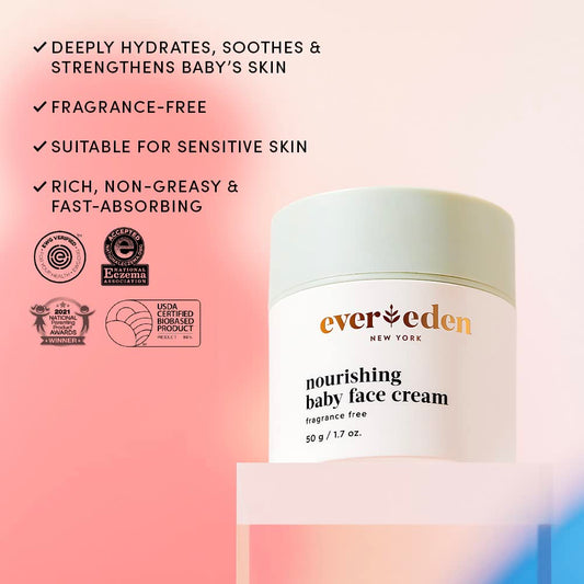 Evereden Nourishing Baby Face Cream 1.7 Oz. | Non-Toxic And Fragrance-Free Baby Face Lotion | Rich, Non-Greasy Baby Moisturizing Cream | Baby Face Moisturizer With Clean Ingredients