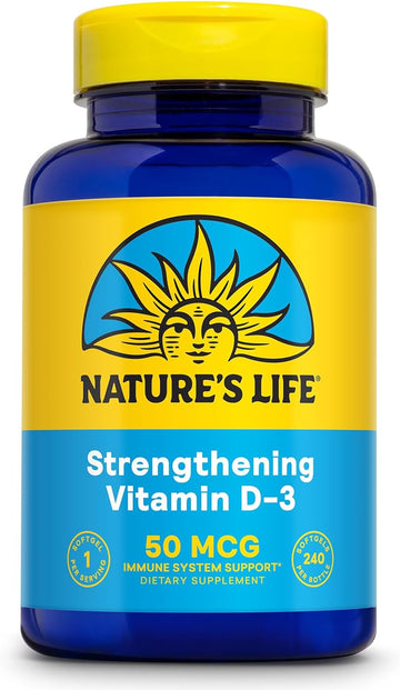 Nature's Life Strengthening Vitamin D3 2000 IU (50 mcg) - Vitamin D - Bone Health and Immune Support Supplement - Easy-to-Swallow Softgels - 60-Day Guarantee, Lab Verified - 240 Servings, 240ct