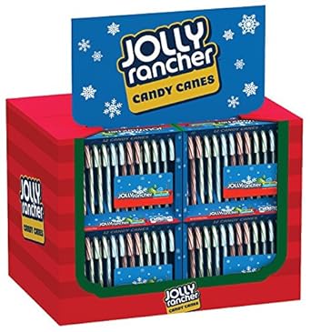 Jolly Rancher Holiday Candy Cane Assortment Pack (Cherry, Green Apple, Blue Raspberry), Stocking Stuffer, 6.3 Ounce (Pack Of 24)