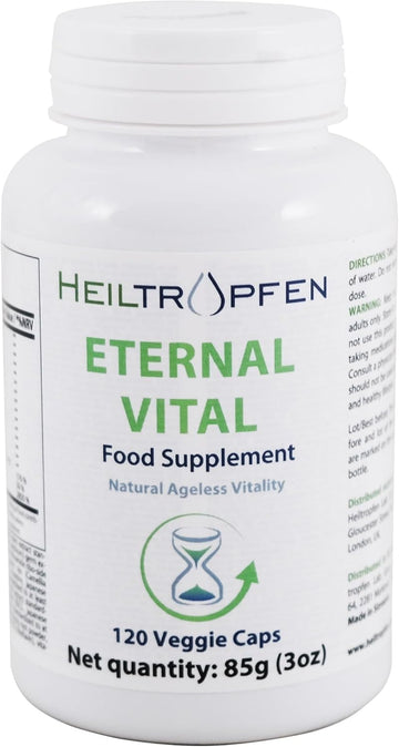 Eternal Vital - Natural Ageless Vitality | 12-Compound Complex | 120 Veggie Capsules | Dietary Supplement