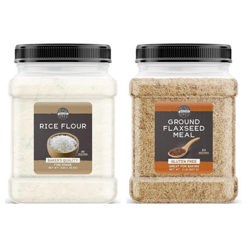 Birch & Meadow Rice Flour And Ground Flaxseed Meal Bundle, Various Sizes, Gluten Free, Non-Gmo