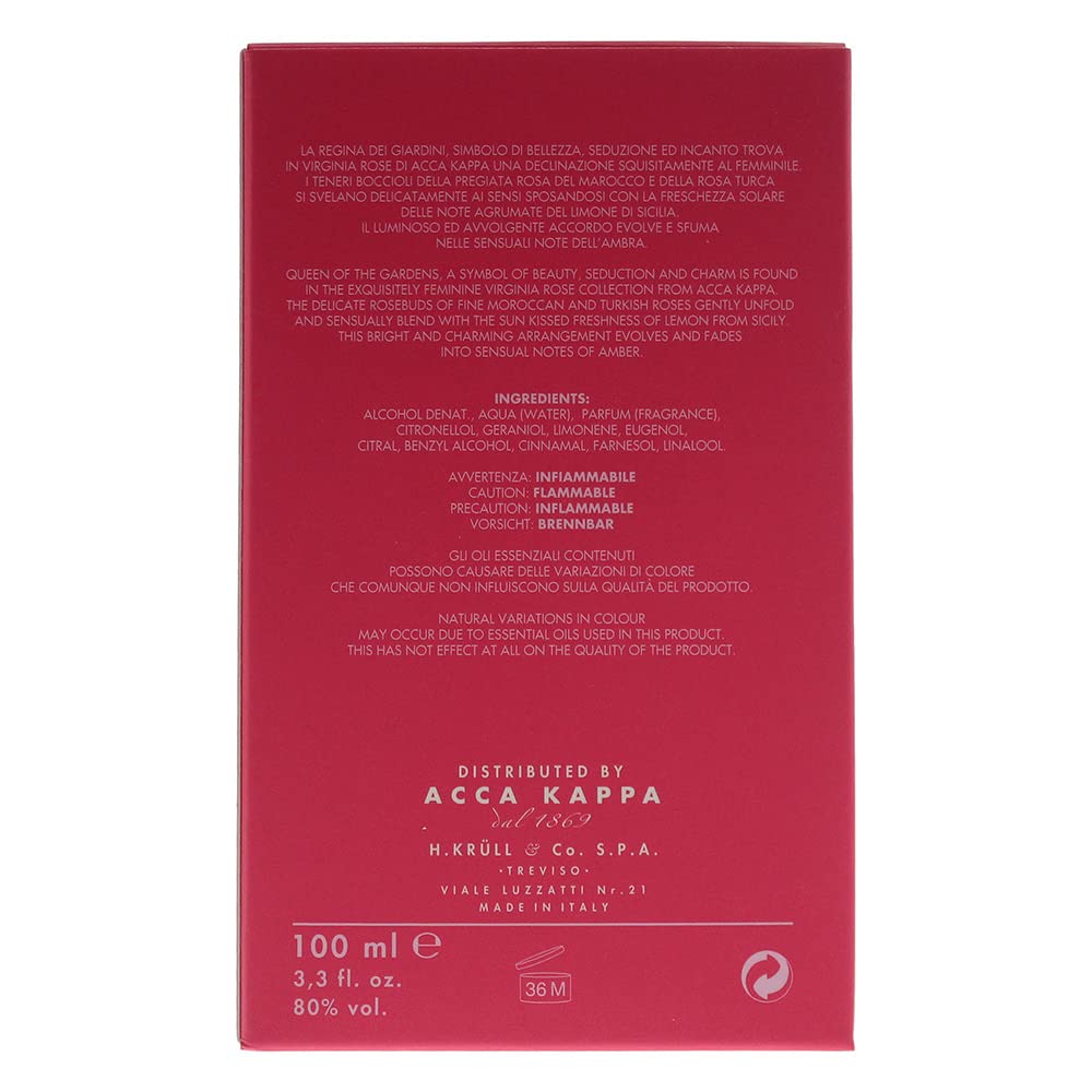Acca Kappa Virginia Rose Eau De Cologne 3.3 Oz