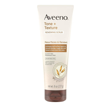 Aveeno Fragrance-Free Body Scrub For Smoother, More Even Skin Tone - Prebiotic Oat Formula For Sensitive Skin, Exfoliating And Renewing, 8 Oz