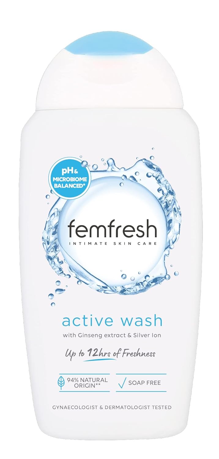 Femfresh Ultimate Care Active Vaginal Wash - Intimate Feminine Hygiene Shower & Bath Gel Cleanser - Ph Balanced, Soap Free, Fragrance Free Gel Formula With 12-Hour Sweat Protection - 250Ml : Health & Household
