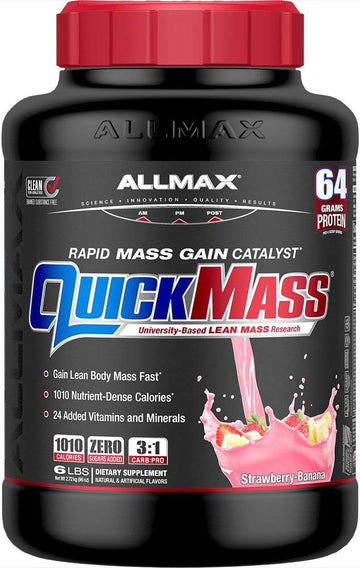 ALLMAX QUICKMASS, Strawberry Banana - 6 lb - Rapid Mass Gain Catalyst