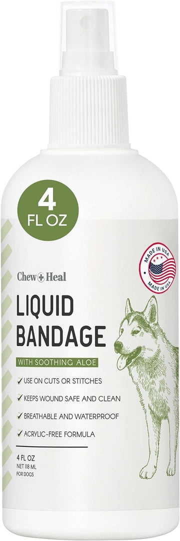 Pet Liquid Bandage For Dogs - 4 Oz Spray With Aloe - Wounds Care For Dogs Including Cuts, Scrapes, And Stitches - Breathable And Waterproof