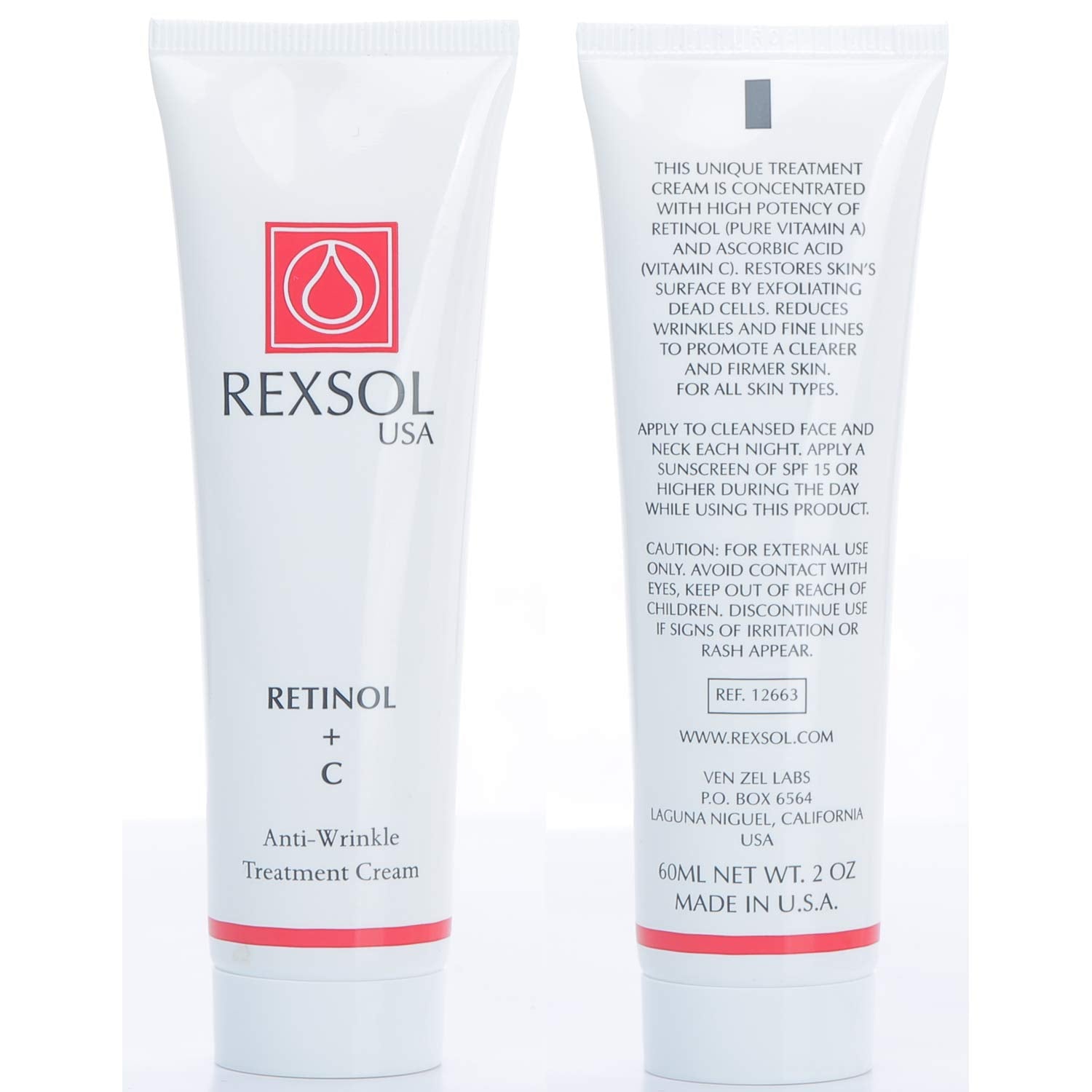 Rexsol Retinol + Vitamin C Anti-Aging Cream | Effective Night Face Care & Dark Spot Remover | Anti-Aging Neck Cream & Wrinkle Cream That Truly Works | Infused With Vitamin E, A - 2 Oz : Beauty & Personal Care