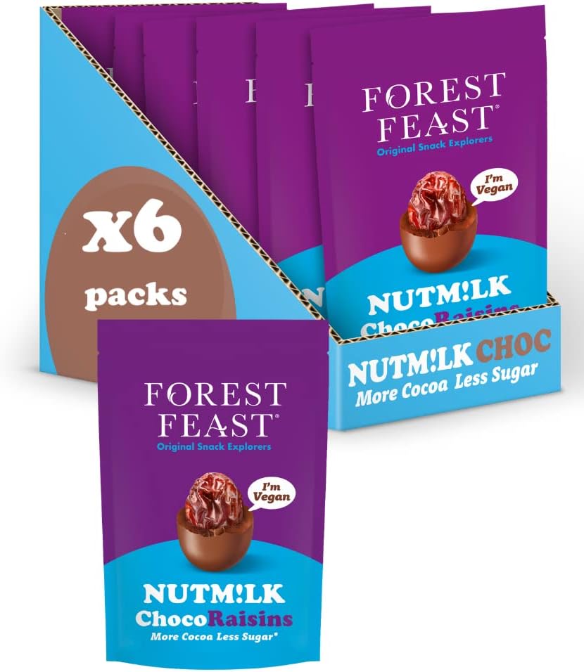 Forest Feast Vegan Nutm!Lk Chocoraisins 110G - Vegan Chocolate Raisins - Dairy Free Chocolate Covered Raisins - Palm Oil Free Vegan Chocolate Gifts - Gluten Free Low Sugar Chocolates - Vegan Treats