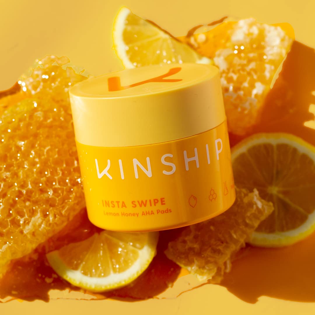 Kinship Insta Swipe AHA Exfoliating Pads - Lemon Honey Glycolic Acid Face Exfoliant - Brighten, Smooth + Clear Clogged Pores - Resurfacing Treatment Facial Wipes - Tone Blemish Prone Skin (45 Count) : Beauty & Personal Care