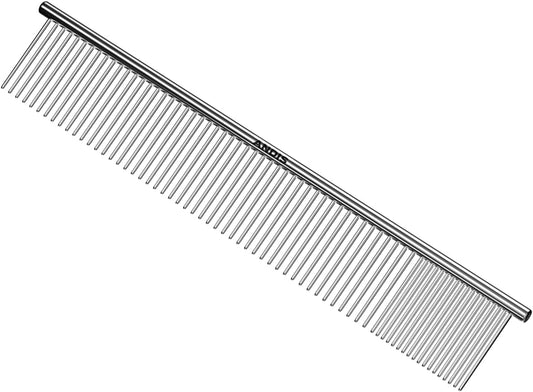 Andis 68545 Stainless-Steel Comb For Knots, Mats & Loose Hair Removal - Effective Dematting Tool Comfortable, Lightweight, Portable & Safe For Dogs, Cats & Pets – Silver, 10-Inch