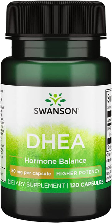 Swanson DHEA-Natural Supplement to Support Healthy Aging-Supports Hormone Balance & Immune Support-Helps Maintain Energy & Drive-(120 Caps, 50mg Each)