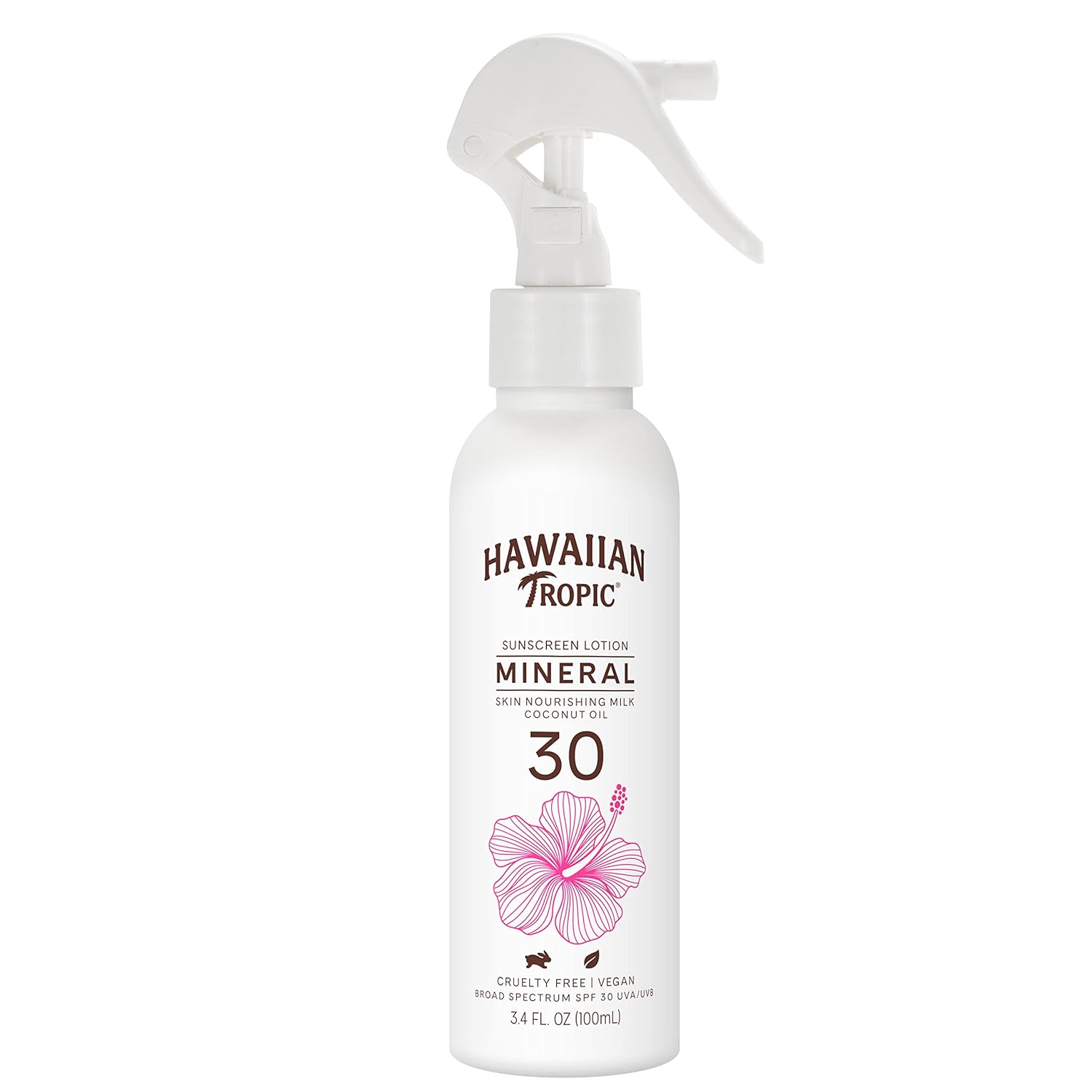 Hawaiian Tropic Mineral Skin Nourishing Milk Sunscreen Spray Lotion SPF 30, 3.4oz | Sun Milk, Zinc Oxide Sunscreen, Mineral Sunblock, Oxybenzone Free Sunscreen, Travel Size Sunscreen, 3.4oz