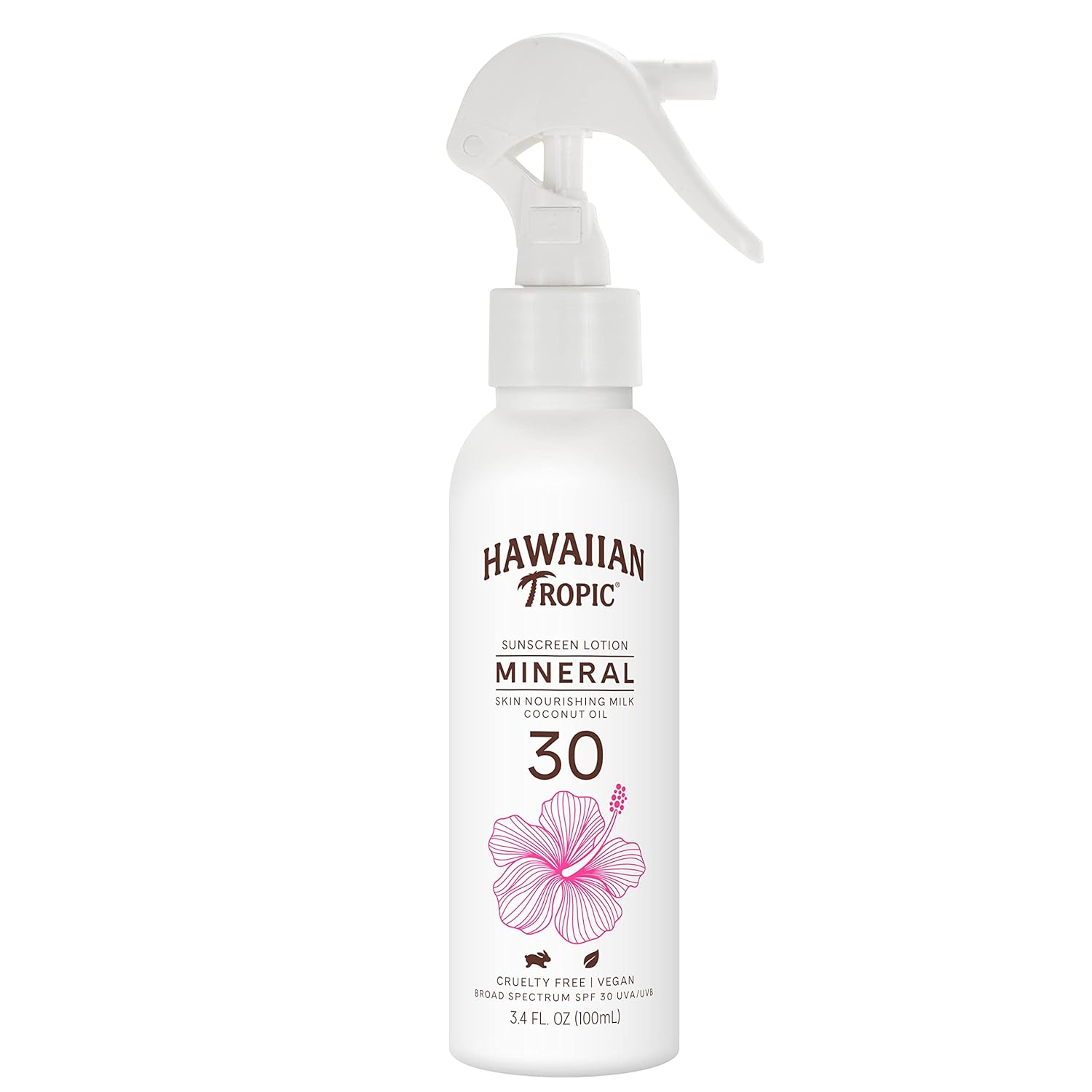 Hawaiian Tropic Mineral Skin Nourishing Milk Sunscreen Spray Lotion Spf 30, 3.4Oz | Sun Milk, Zinc Oxide Sunscreen, Mineral Sunblock, Oxybenzone Free Sunscreen, Travel Size Sunscreen, 3.4Oz