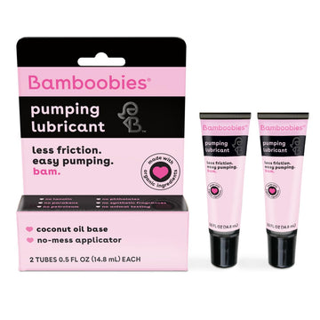 Bamboobies Women's Breast Pump Lubricant and Nipple Cream, Coconut Oil Base, Cream for Breastfeeding, 0.5 Oz Tube, Made in the USA (2 Tubes)