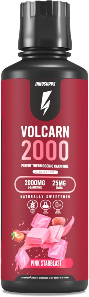 Innosupps Volcarn 2000 - L-Carnitine Advanced Energy Liquid | Atp Enhancer With Gbeec | Boosts Energy, Enhances Focus, Caffeine Free, No Artificial Sweeteners | 32 Servings (Pink Starblast)