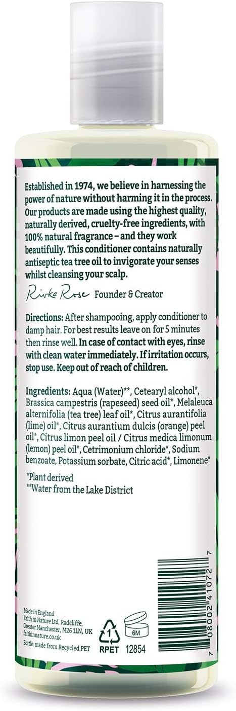 Faith In Nature Natural Tea Tree Conditioner, Cleansing, Vegan & Cruelty Free, No Sls Or Parabens, For Normal To Oily Hair, 400Ml