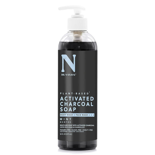 Dr. Natural Charcoal Liquid Soap, Mint, 16 Oz - Plant-Based - Made With Shea Butter - Rich In Essential Oils - Paraben-Free, Sulfate-Free, Cruelty-Free - Multi-Use Liquid Soap