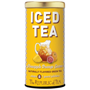 The Republic Of Tea – Pineapple Orange Guava Iced Green Tea, 8 Large Quart-Sized Iced Tea Pouches, Naturally Caffeinated