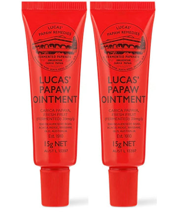 Lucas Papaw Ointment – 15G Tube With Lip Applicator – 2–Pack – Multi-Purpose Skin Relief – Made In Australia