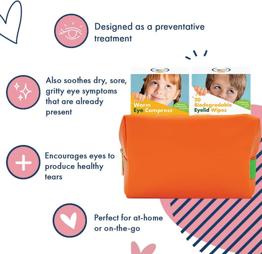 The Eye Doctor Junior Healthy Eye Kit - Kids Heated Eye Compress & 20X Eyelid Wipes For Dry Eyes - Tired Sore Dry Eyes Treatment - Children'S Warm & Cold Mask & Individually Wrapped Cleansing Wipes