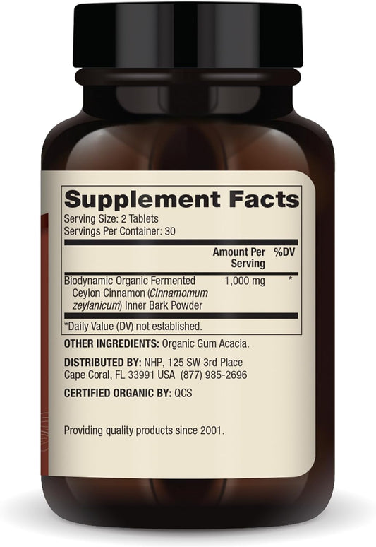 Dr. Mercola Biodynamic Organic Fermented Cinnamon, 30 Servings (60 Tablets), Dietary Supplement, 1000 mg Per Serving, Non-GMO, Certified USDA Organic, Demeter Certified Biodynamic