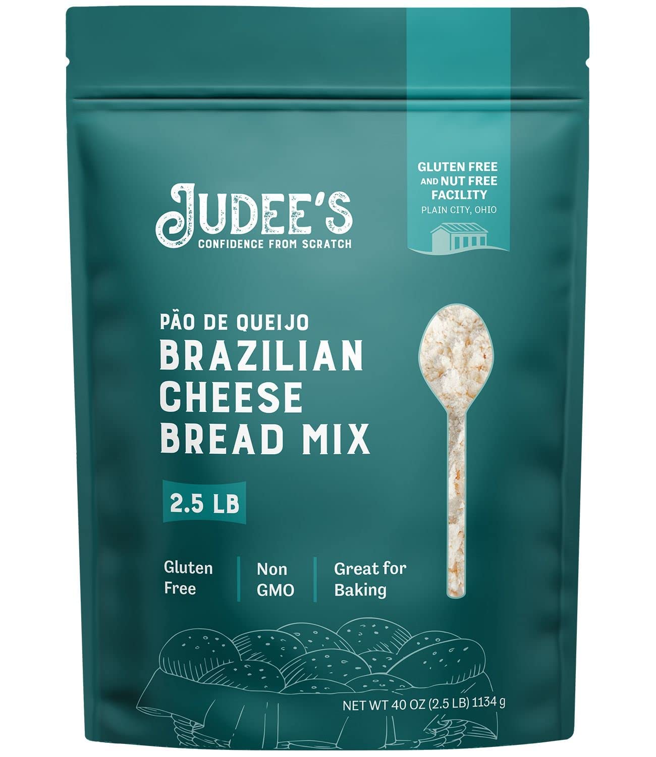 Judee'S Brazilian Cheese Bread Mix 2.5 Lb - Non-Gmo And Just Add Water- Great For Preparing In Advance And Making Fresh - Gluten-Free And Nut Free Facility