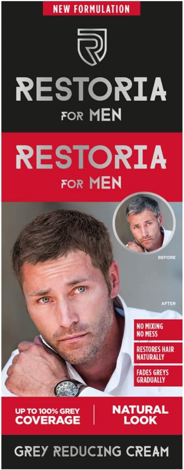 Restoria Grey Reducing Cream For Men - Hair Cream For Restoring Natural Hair Colour Gradually, Up To 100% Grey Coverage - Vegan, 100Ml