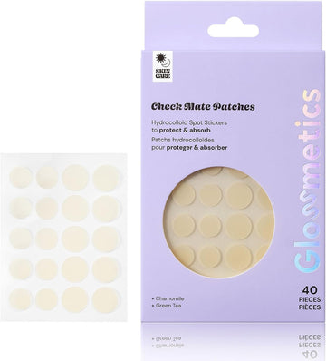 Glossmetics Check Mate Hydrocolloid Spot Stickers - Blemish Dots Clear Pimple Patches for Face, Zit Patches for Blemish Patch (40 Count) (Dots Clear Pimple Patches)
