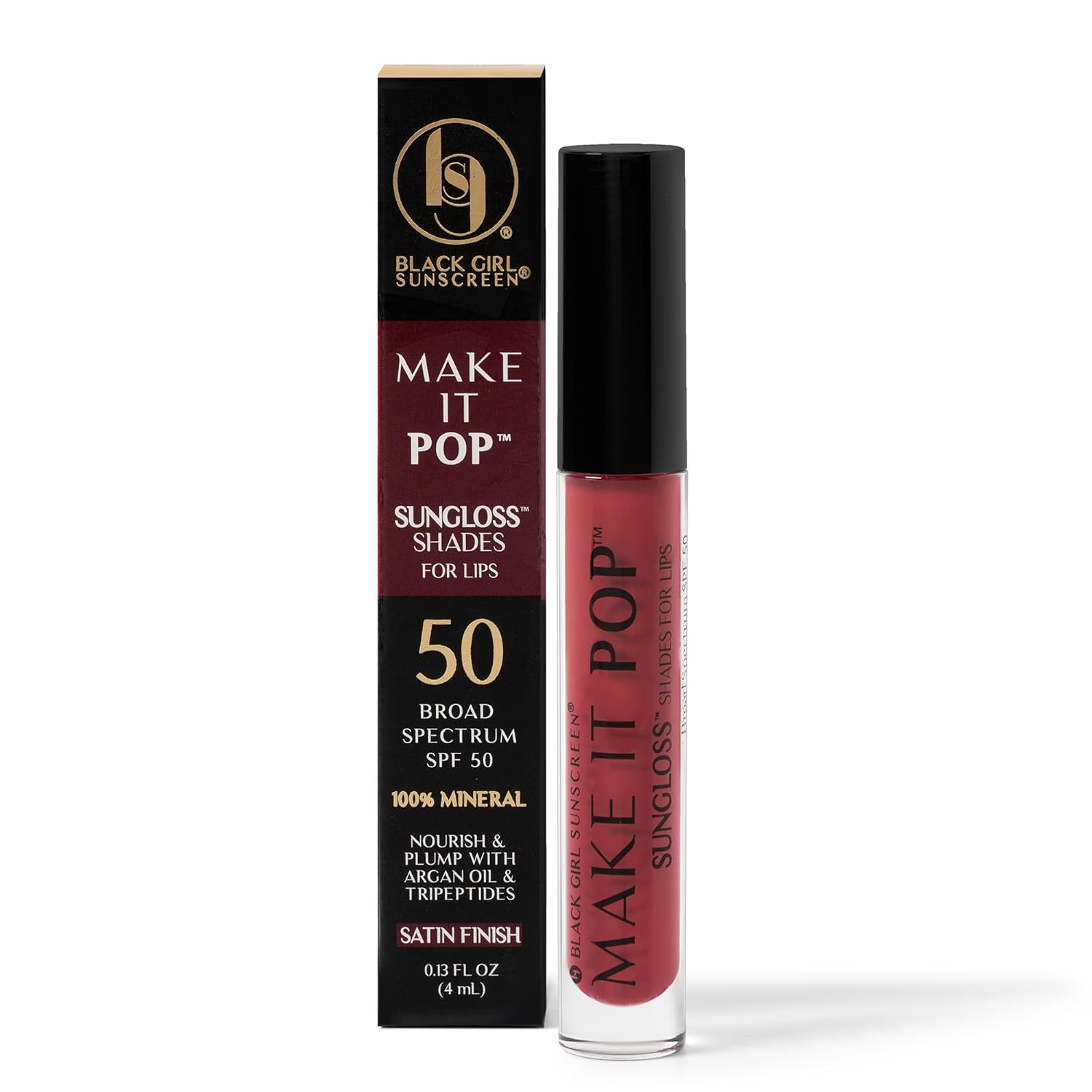 Blackgirlsunscreen Black Girl Sunscreen - Make It Pop Sungloss - Revolutionary Sun Protection And Gloss In One - Spf 50 (Red Wine)