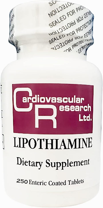 Cardiovascular Research Lipothiamine B Supplement 250 Tablets - Vitamin B1 Now With Alpha Lipoic Acid - 1 X 250 Count