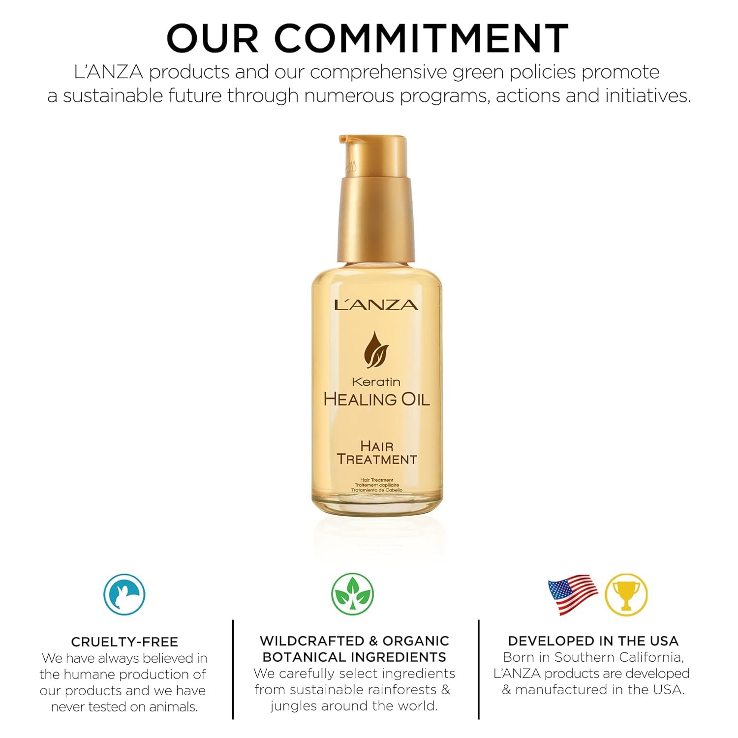 L'ANZA Keratin Healing Oil Hair Treatment, Hair Oil Revives & Nourishes Dry Damaged Hair & Scalp, Sulfate Free with Phyto IV Complex, Cruelty Free Volumizing Hair Care with UV Protection (1.7 Fl Oz) : Beauty & Personal Care