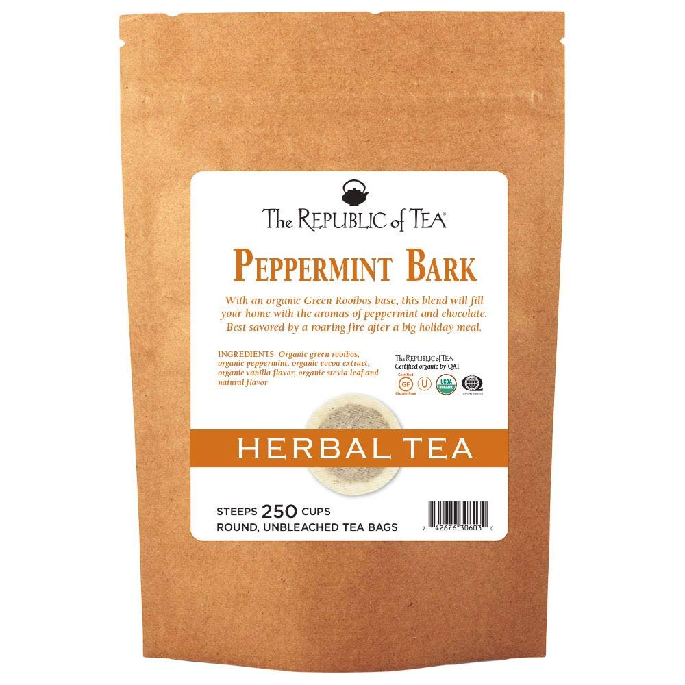 The Republic Of Tea - Peppermint Bark, Cool Winter Herb Tea, 250 Tea Bags, Caffeine-Free