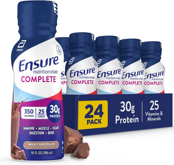 Ensure Complete Nutrition Shake With 30G Protein, Immune Health Nutrients, Chocolate And Strawberry Flavors, Packs Of 24 (10 Fl Oz)