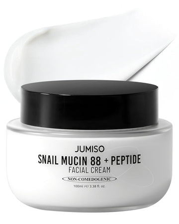 Jumiso Snail Mucin 88 Peptide Cream - Korean Face Moisturizer 5-Peptide Complex Collagen Boost Hyaluronic Acid Niacinamide Damaged Skin Repair - Sensitive Skin Non-Comedogenic 3.38 Oz
