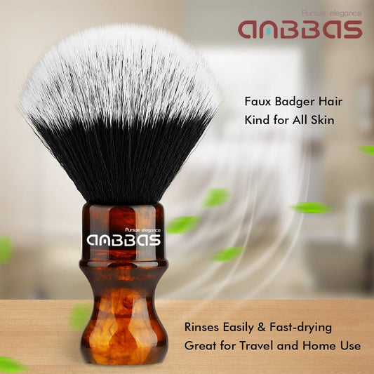 Anbbas Synthetic Badger Shaving Brush With Resin Handle,Nylon Bristles Hair Lathering Foam Brush For Men Travel Professional Wet Shaving(Blue,24 Mm Knot)