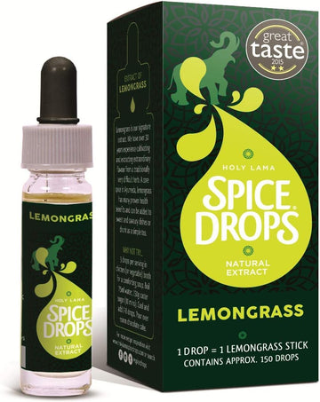 Holy Lama Spice Drops Lemongrass Extract – Great Taste Awards. Natural Cooking Ingredient, Savoury Or Sweet, Thai, Healthy Drinks Recipes. Citrus Flavour 1 X 5Ml Bottle