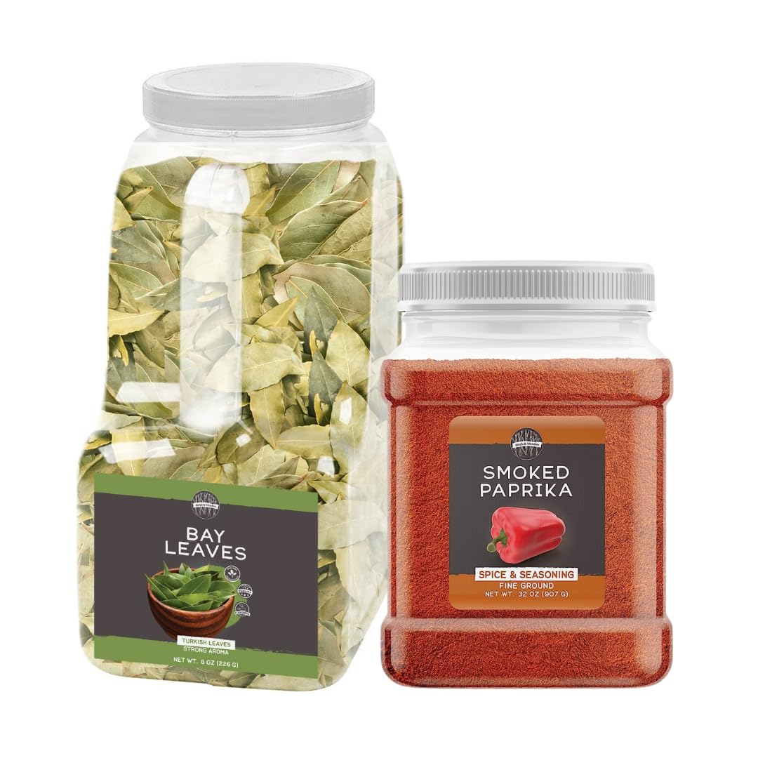 Birch & Meadow Whole Bay Leaves And Smoked Paprika Bundle, Various Sizes, Flavorful Seasonings, Savory Taste