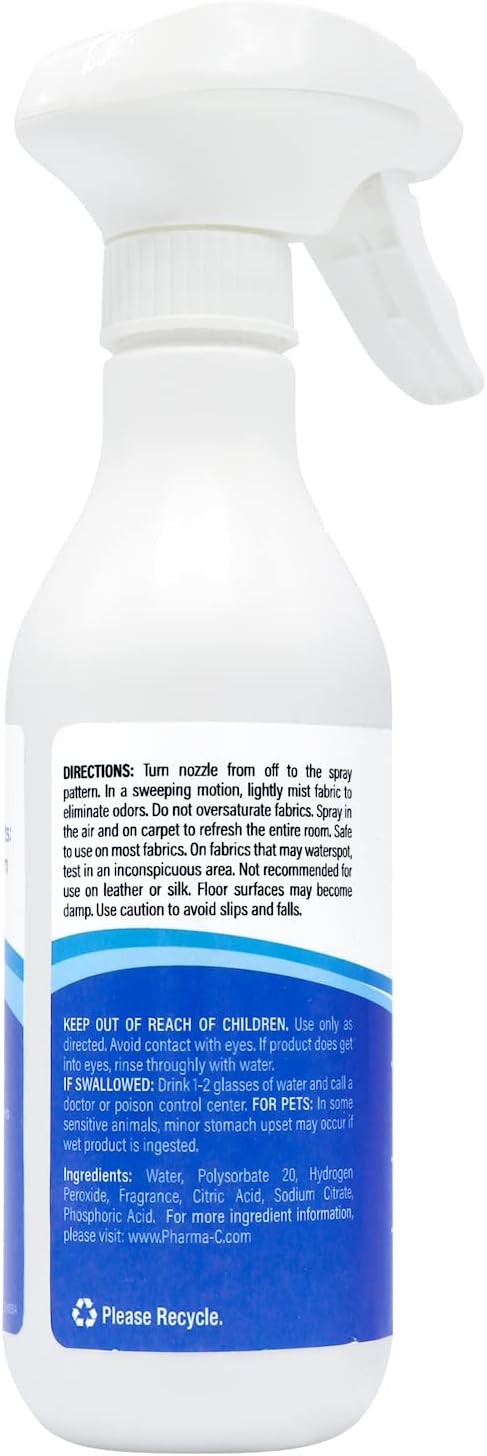 Pharma-C Odor Eliminator [6-12oz Bottles] - Bulk Fabric & Room Spray -Extra Strength Multipurpose Air Freshener & Fabric Refresher- Neutralize Deodorize