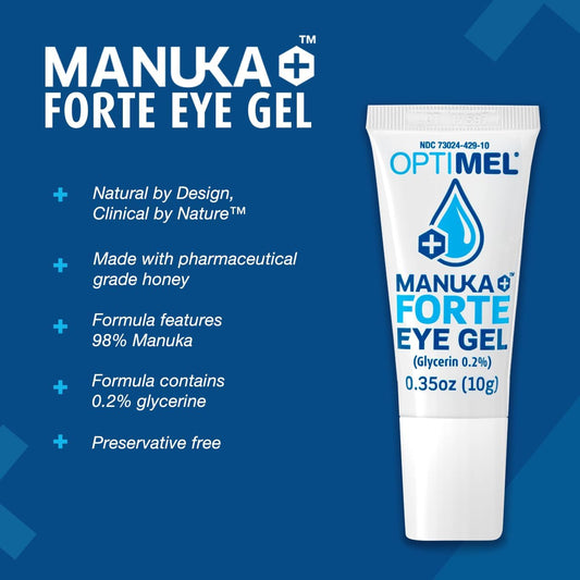 Optimel Manuka Honey Forte Eye Gel 10G - Dry Eye Treatment & Relief Eyelid Gel - Blepharitis, Corneal