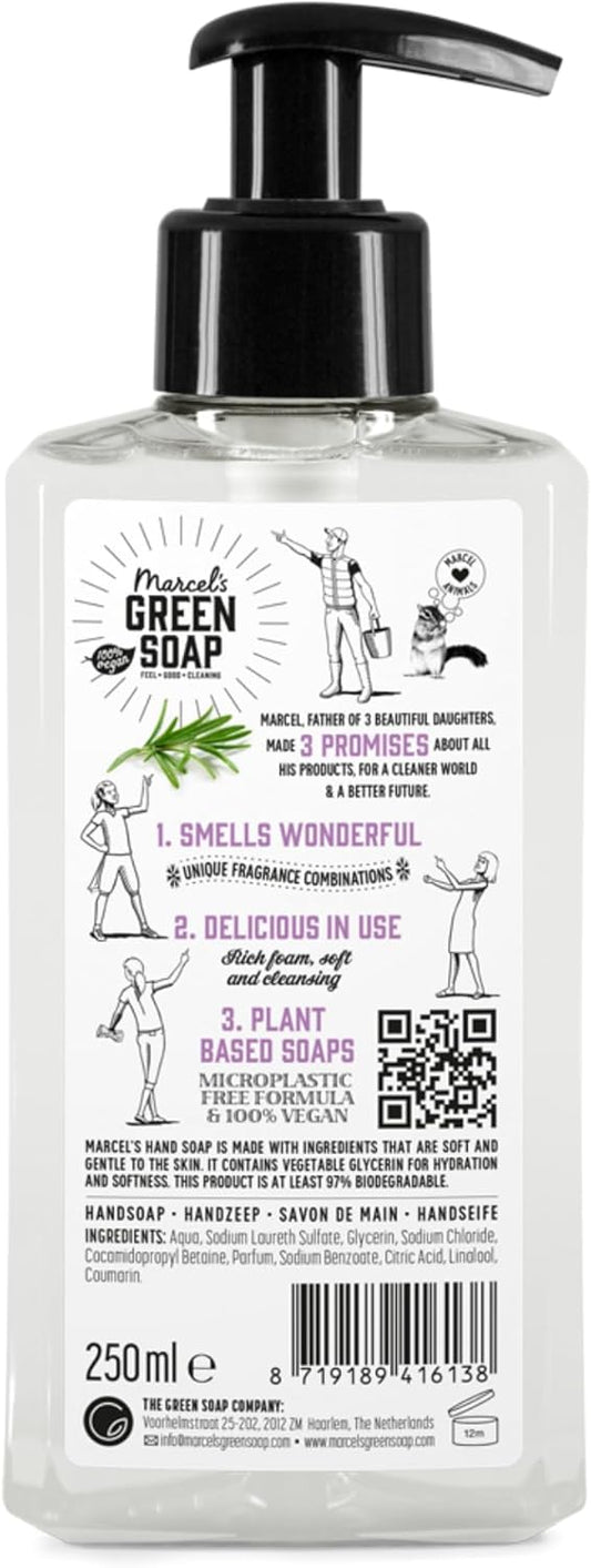 Marcel'S Green Soap - Hand Soap Lavender & Rosemary - Handwash Dispenser - 100% Eco Friendly - 100% Vegan - 97% Biodegradable - 250 Ml