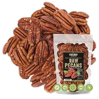 Raw Pecan Halves 44 Oz (2.75 Lb) Natural American Pecans | No Ppo | Batch Tested Gluten & Peanut Free | Non-Gmo | Shelled | Extra Fancy|No Preservatives | Vegan | Keto & Paleo Friendly