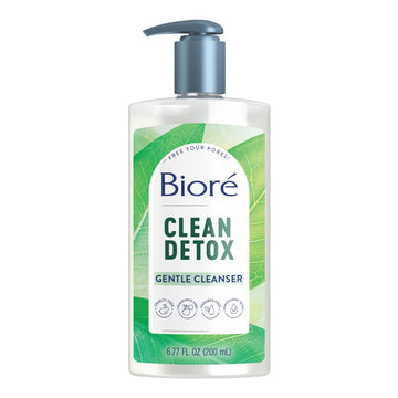 Biore Clean Detox Gentle Face Cleanser, Daily Face Wash, Cleansing Detox, Sensitive Skin Cleanser, 6.77 Oz