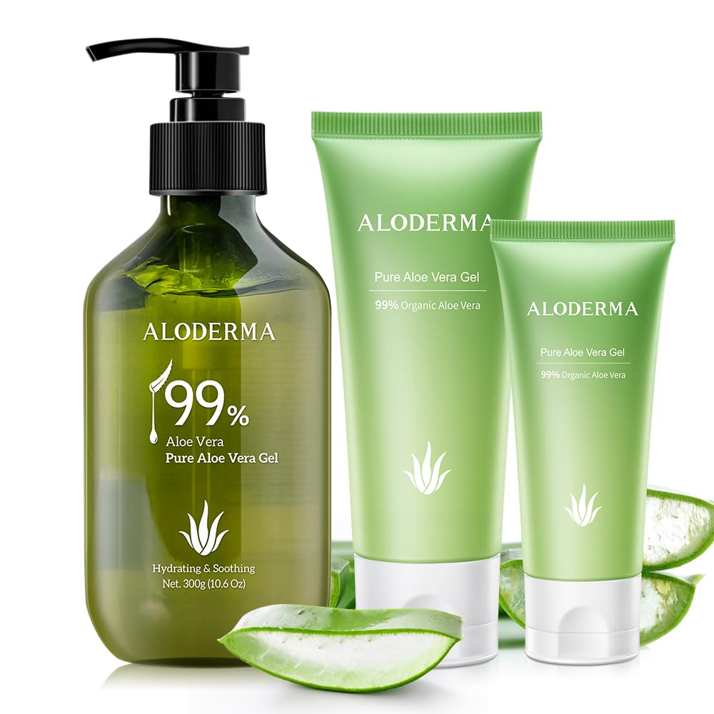 99% Pure Aloe Vera Gel Set - 3 Pieces - 300g Aloe Vera Gel, 114g Aloe Vera Gel & 45g Aloe Vera Gel