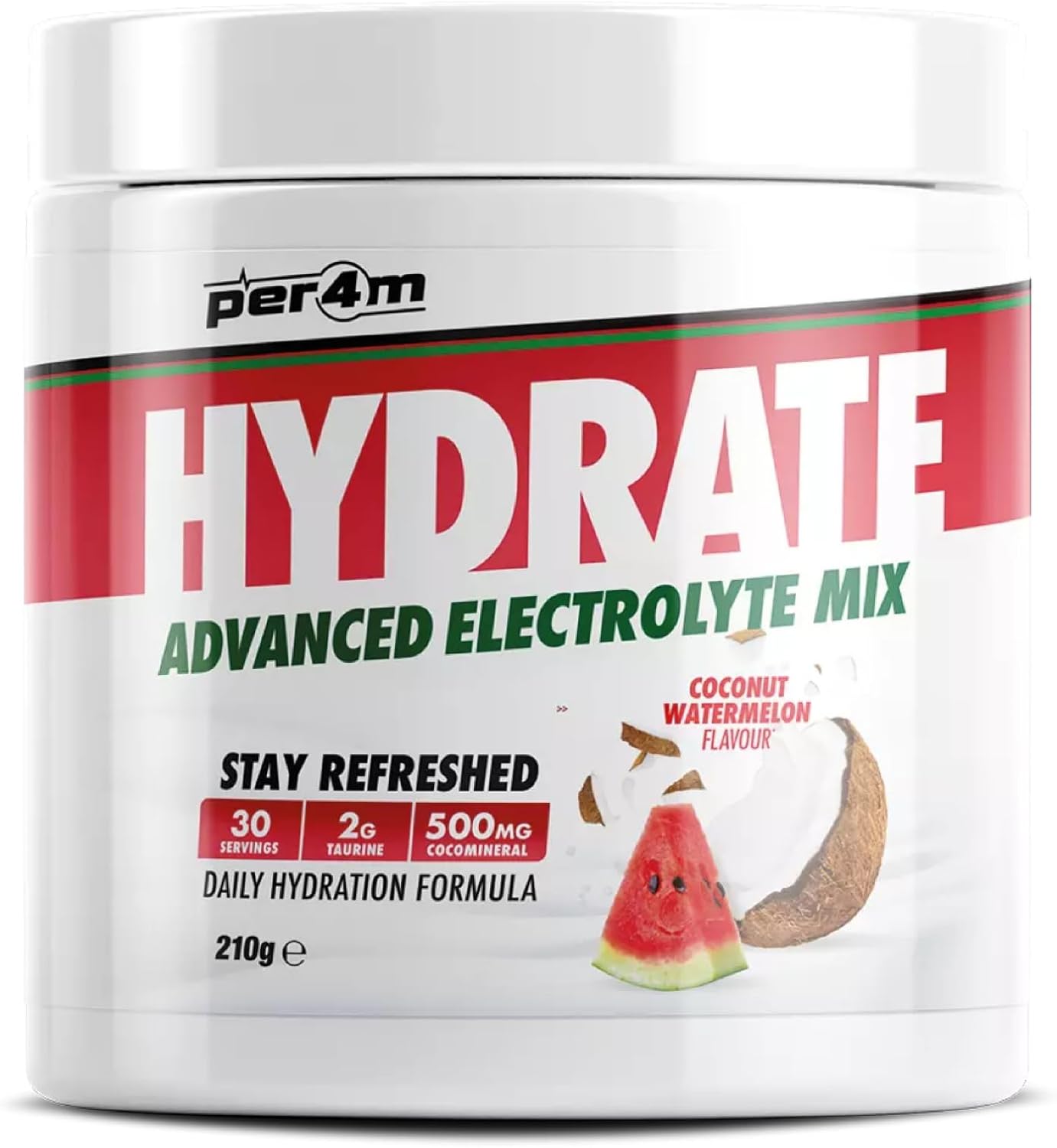 Per4M Hydrate Electrolyte Mix Powder | 500Mg Cocomineral | Replenish Essential Electrolytes | Aiding Muscle Function, Cardiovascular Health, Neurological Support (Pineapple Rings, 210G)