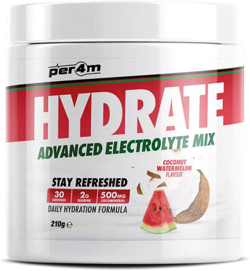 Per4M Hydrate Electrolyte Mix Powder | 500Mg Cocomineral | Replenish Essential Electrolytes | Aiding Muscle Function, Cardiovascular Health, Neurological Support (Pineapple Rings, 210G)