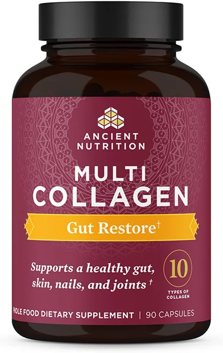 Collagen Pills With Probiotics For Gut Health By Ancient Nutrition, Multi Collagen Capsules Gut Restore 90 Ct, Supports Gut, Joints, Hair & Nails, Gluten Free, Paleo And Keto Friendly