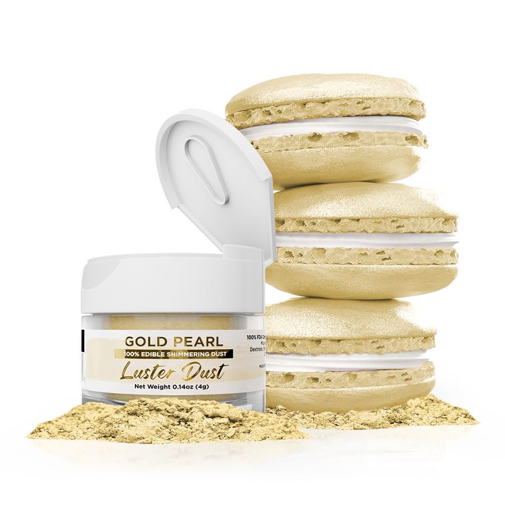Luster Dust - Super Gold (4G 1X Jar) | Edible Vegan Dust & Paint For Cake Decorating, Ice Cream, Desserts, Cocktails And Beverages By Bakell